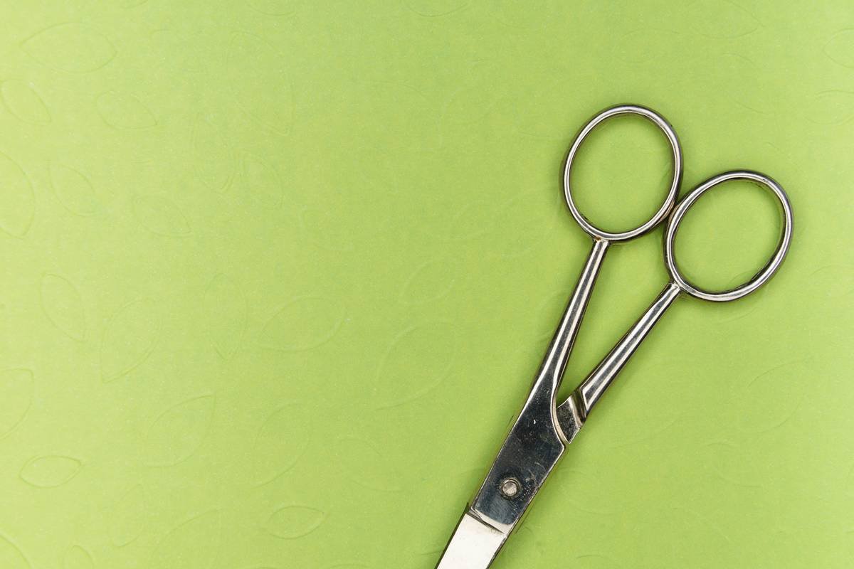 Side-by-side comparison of compact beard scissors (4.5 inch) vs standard grooming scissors showing precision tip detail and portability